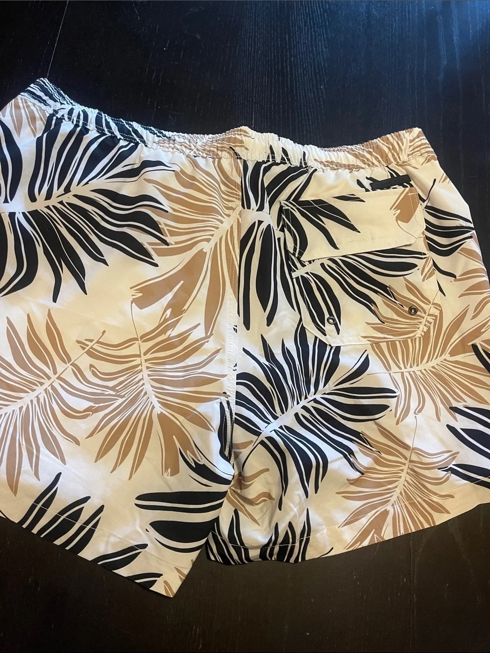 Men's Michael Kors Tropical Leaf Swim Trunks in Black & Tan XXL NWT